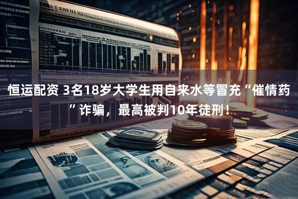 恒运配资 3名18岁大学生用自来水等冒充“催情药”诈骗，最高被判10年徒刑！
